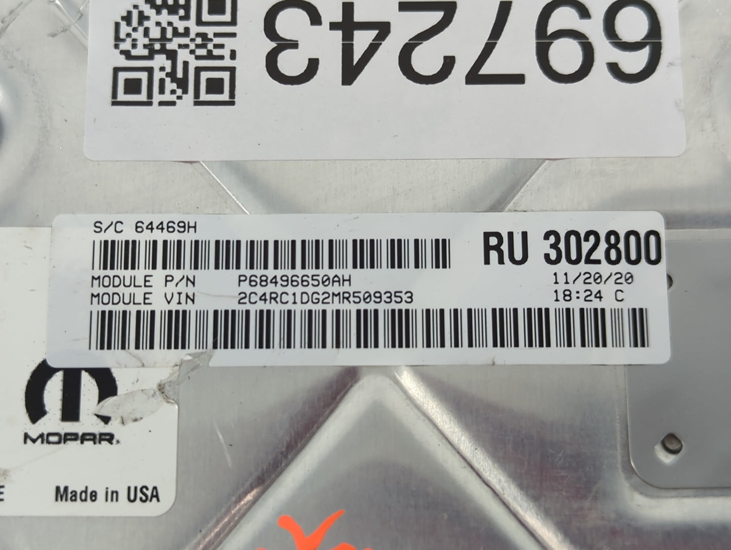 2021-2022 Chrysler Voyager PCM Engine Control Computer ECU ECM PCU OEM P/N:P68496650AH 68434928AA Fits Fits 2020 2021 2022 O