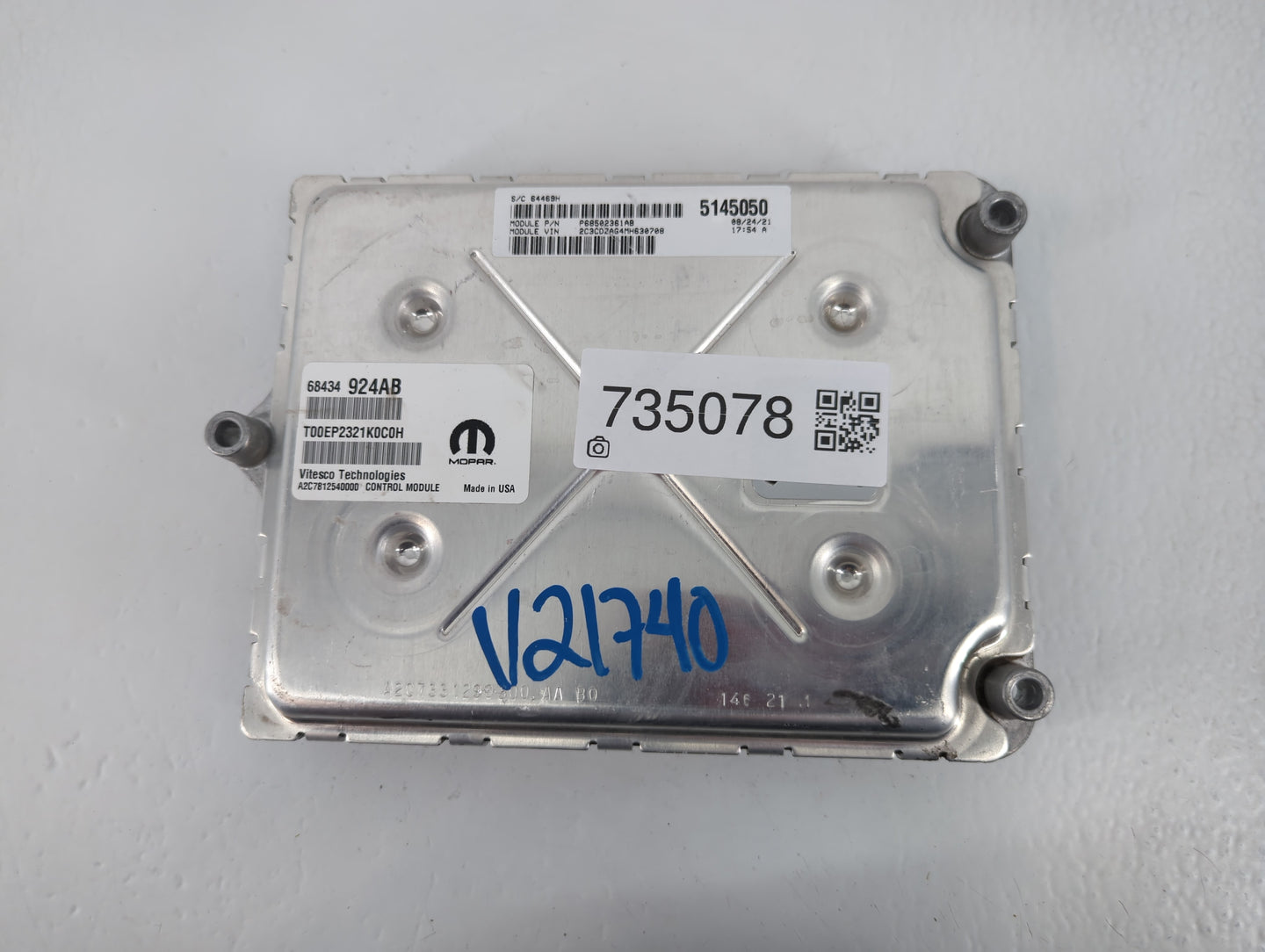 2020-2022 Dodge Challenger PCM Engine Control Computer ECU ECM PCU OEM P/N:68434 924AB Fits Fits 2020 2021 2022 OEM Used Aut