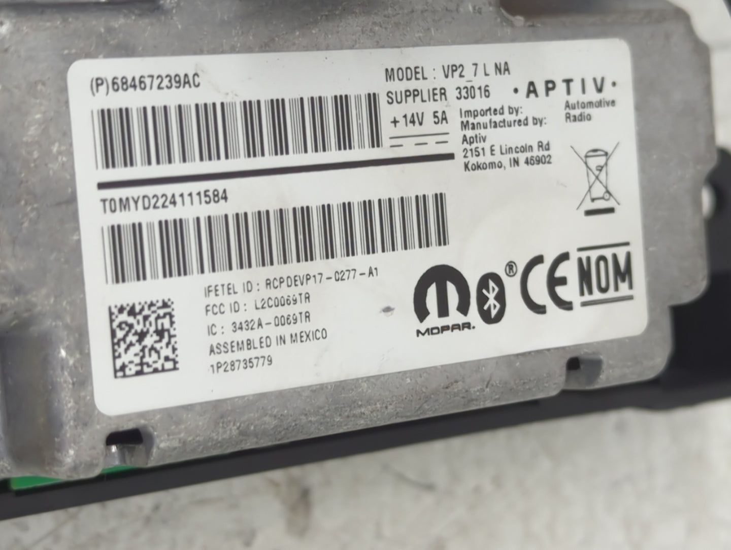 2021 Dodge Charger Radio AM FM Cd Player Receiver Replacement P/N:68467239AC Fits Fits 2022 OEM Used Auto Parts - Oemusedaut