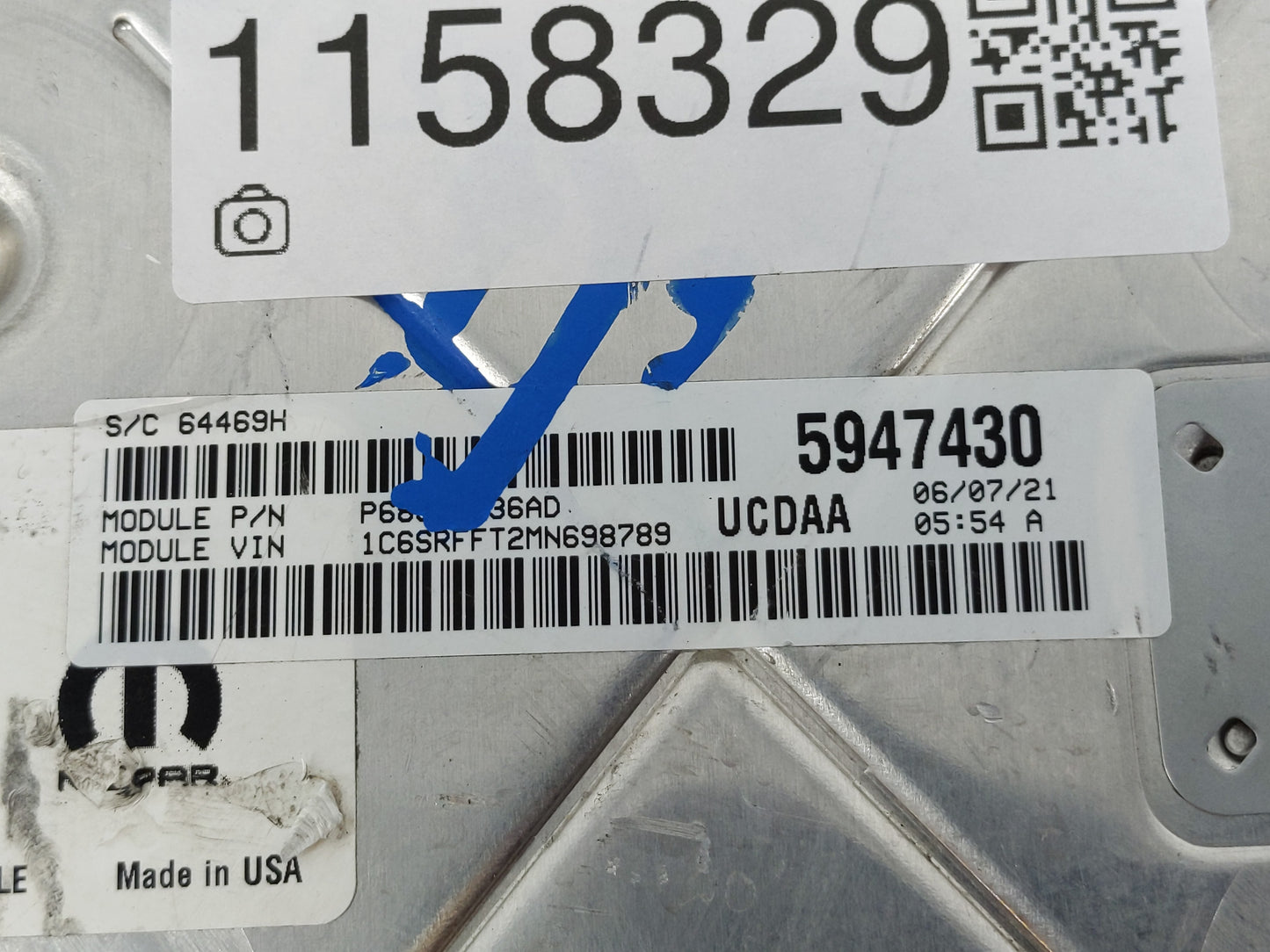 2021 Dodge Ram 1500 PCM Engine Control Computer ECU ECM PCU OEM P/N:68434932AB Fits Fits 2020 2022 OEM Used Auto Parts - Oem