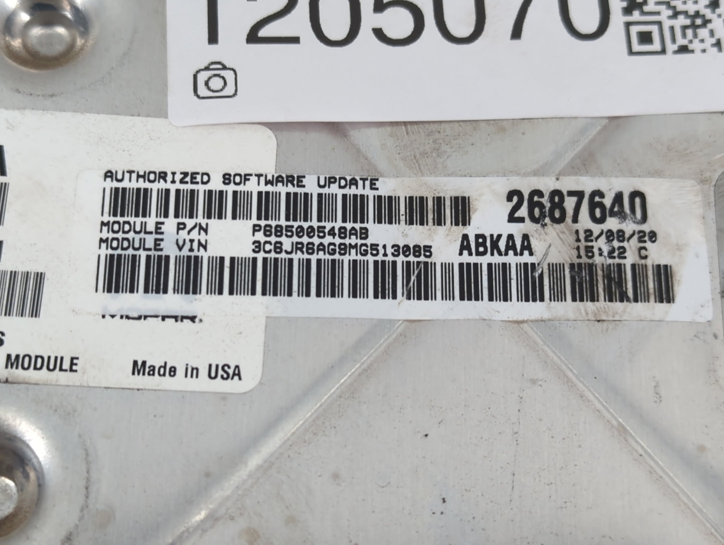 2021 Dodge Ram 1500 PCM Engine Control Computer ECU ECM PCU OEM P/N:68434916AA Fits Fits 2022 OEM Used Auto Parts - Oemuseda