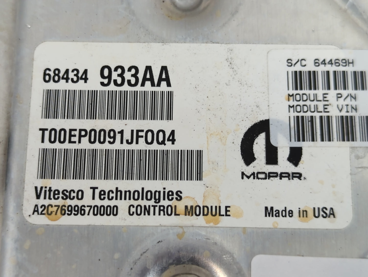 2021 Dodge Ram 1500 PCM Engine Control Computer ECU ECM PCU OEM P/N:68434 933AA Fits Fits 2020 2022 OEM Used Auto Parts - Oe