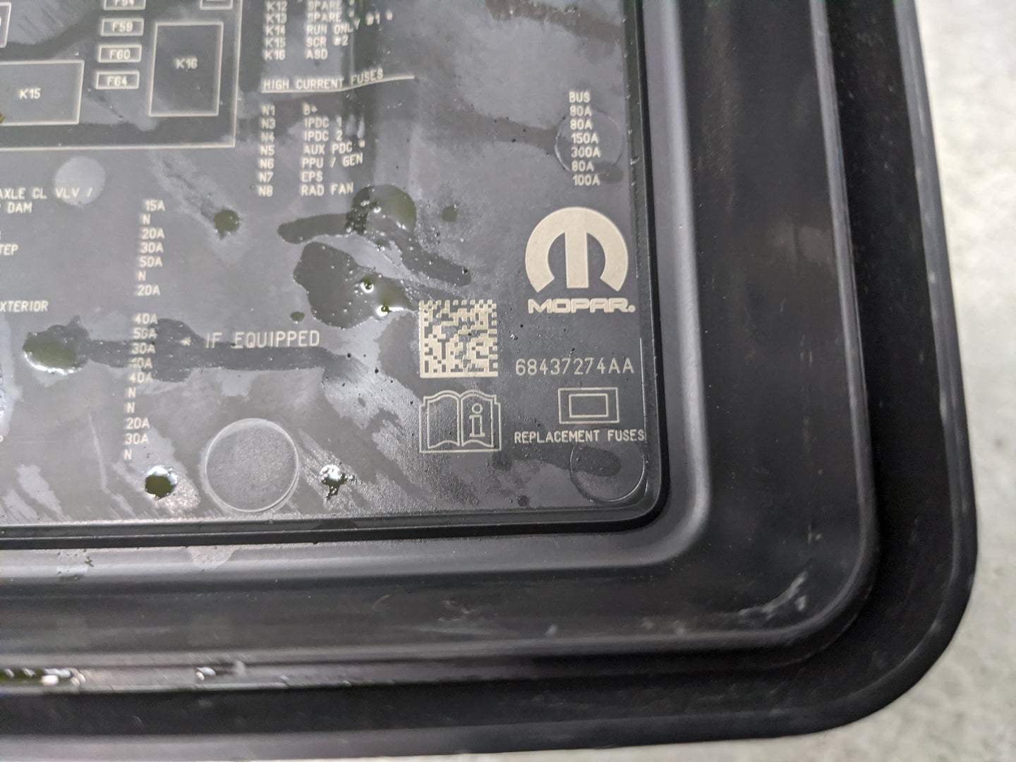 2021 Dodge Ram 1500 Fusebox Fuse Box Panel Relay Module P/N:68437274AA Fits OEM Used Auto Parts - Oemusedautoparts1.com