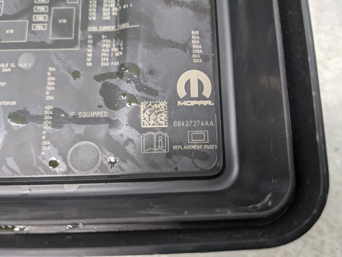 2021 Dodge Ram 1500 Fusebox Fuse Box Panel Relay Module P/N:68437274AA Fits OEM Used Auto Parts - Oemusedautoparts1.com
