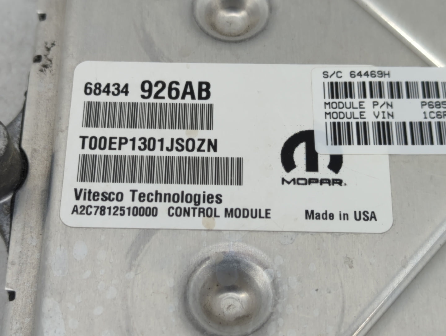 2021 Dodge Ram 1500 PCM Engine Control Computer ECU ECM PCU OEM P/N:68434 926AB Fits Fits 2020 2022 OEM Used Auto Parts - Oe