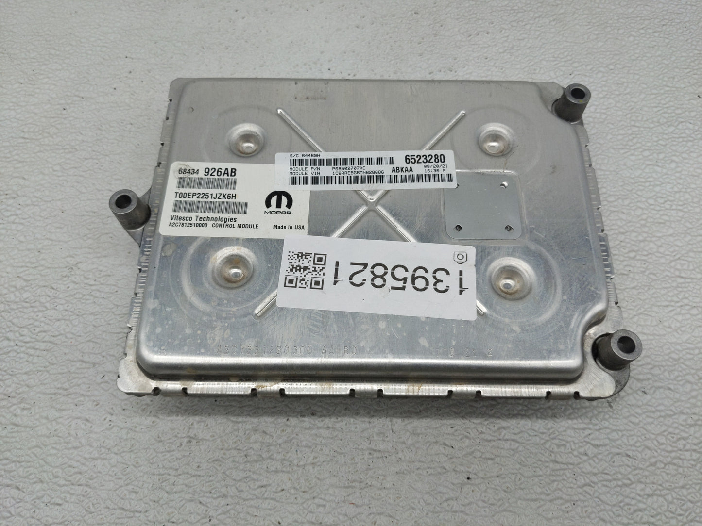2021 Dodge Ram 1500 PCM Engine Control Computer ECU ECM PCU OEM P/N:68434926AB Fits Fits 2020 2022 OEM Used Auto Parts - Oem
