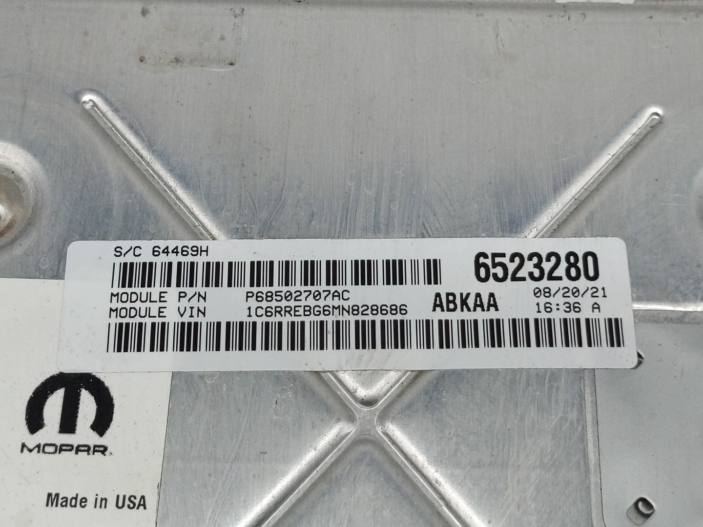 2021 Dodge Ram 1500 PCM Engine Control Computer ECU ECM PCU OEM P/N:68434926AB Fits Fits 2020 2022 OEM Used Auto Parts - Oem