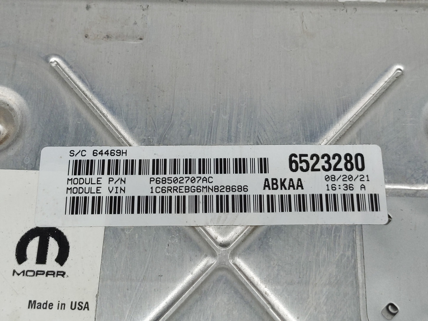 2021 Dodge Ram 1500 PCM Engine Control Computer ECU ECM PCU OEM P/N:68434926AB Fits Fits 2020 2022 OEM Used Auto Parts - Oem