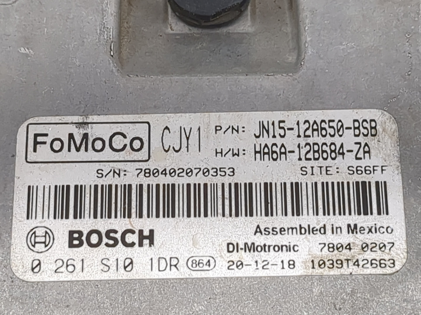 2018-2021 Ford Ecosport PCM Engine Control Computer ECU ECM PCU OEM P/N:JN15-12A650-BSB HA6A-12B684-ZA Fits OEM Used Auto Pa