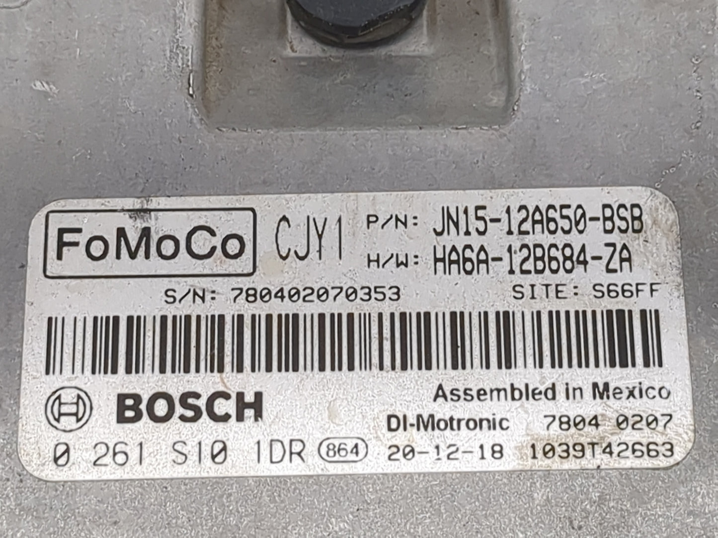 2018-2021 Ford Ecosport PCM Engine Control Computer ECU ECM PCU OEM P/N:JN15-12A650-BSB HA6A-12B684-ZA Fits OEM Used Auto Pa