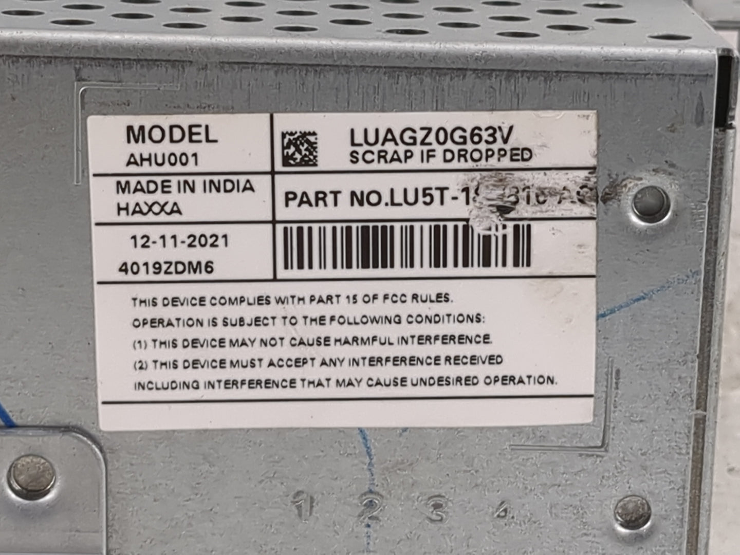 2021-2022 Ford Ecosport Radio AM FM Cd Player Receiver Replacement P/N:LUAGZ0G63V AHU001 Fits Fits 2021 2022 OEM Used Auto P