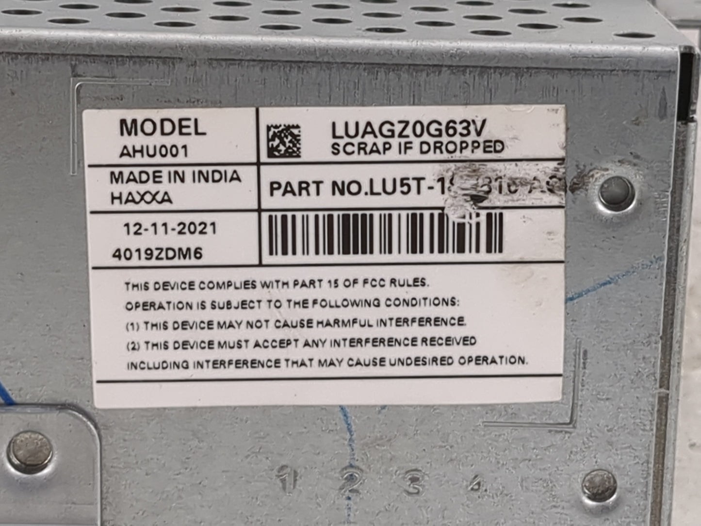 2021-2022 Ford Ecosport Radio AM FM Cd Player Receiver Replacement P/N:LUAGZ0G63V AHU001 Fits Fits 2021 2022 OEM Used Auto P