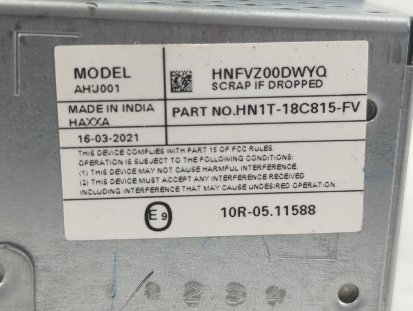 2018-2022 Ford Ecosport Radio AM FM Cd Player Receiver Replacement P/N:HNFVZ00DWYQ HN1T-18C815-FV Fits OEM Used Auto Parts -