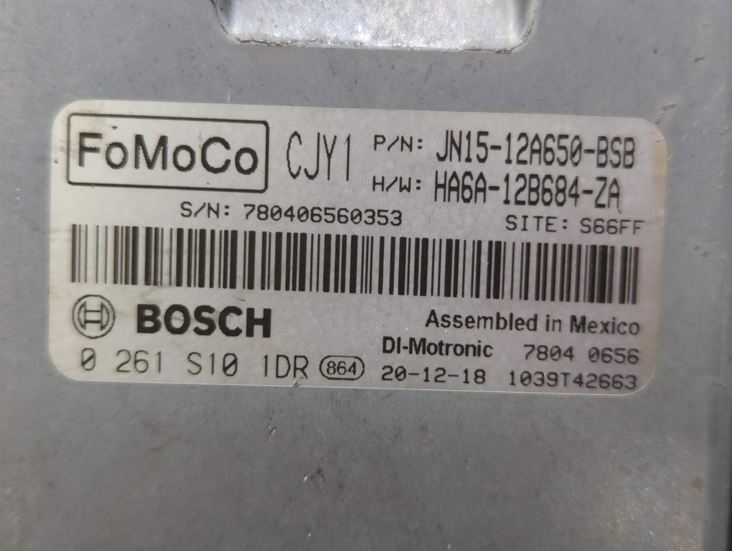 2018-2021 Ford Ecosport PCM Engine Control Computer ECU ECM PCU OEM P/N:JN15-12A650-BSB Fits Fits 2018 2019 2020 2021 OEM Us
