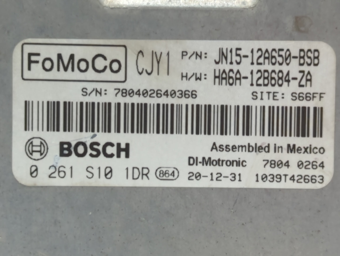 2018-2021 Ford Ecosport PCM Engine Control Computer ECU ECM PCU OEM P/N:JN15-12A650-BSB Fits Fits 2018 2019 2020 2021 OEM Us