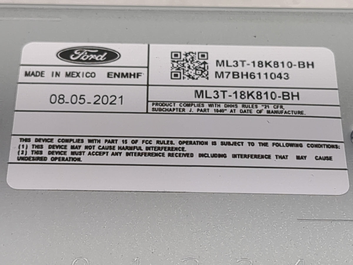 2021-2022 Ford F-150 Radio AM FM Cd Player Receiver Replacement P/N:ML3T-18K810-BH M7BH611043 Fits Fits 2021 2022 OEM Used A