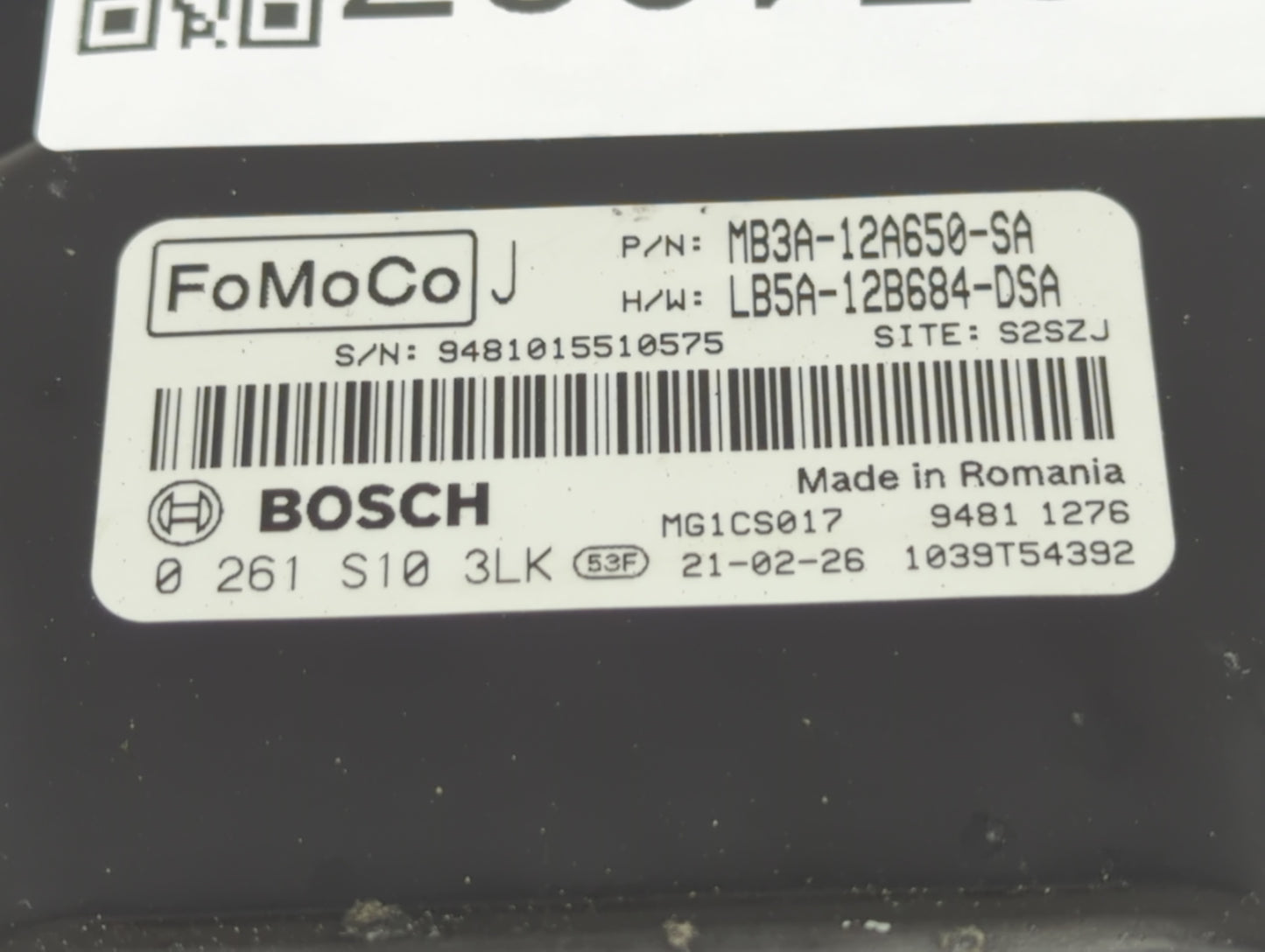 2021-2022 Ford Ranger PCM Engine Control Computer ECU ECM PCU OEM P/N:MB3A-12A650-SA Fits Fits 2021 2022 OEM Used Auto Parts