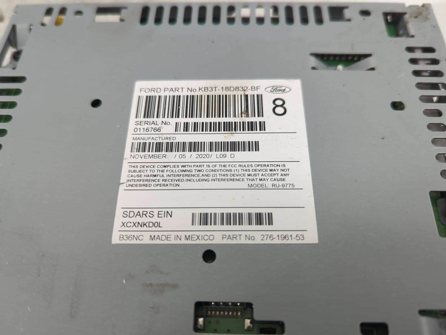 2019-2022 Ford Ranger Radio AM FM Cd Player Receiver Replacement P/N:KB3T-18D832-BF Fits Fits 2019 2020 2021 2022 OEM Used A