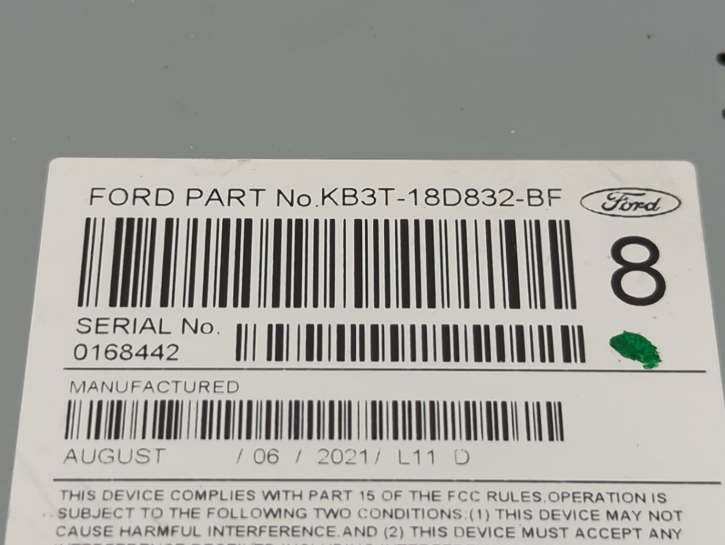 2019-2022 Ford Ranger Radio AM FM Cd Player Receiver Replacement P/N:RU-9775C-B KB3T-18D832-BF Fits Fits 2019 2020 2021 2022