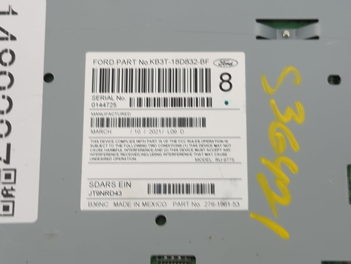 2019-2022 Ford Ranger Radio AM FM Cd Player Receiver Replacement P/N:KB3T-18D832-BF RU-9775 Fits Fits 2019 2020 2021 2022 OE