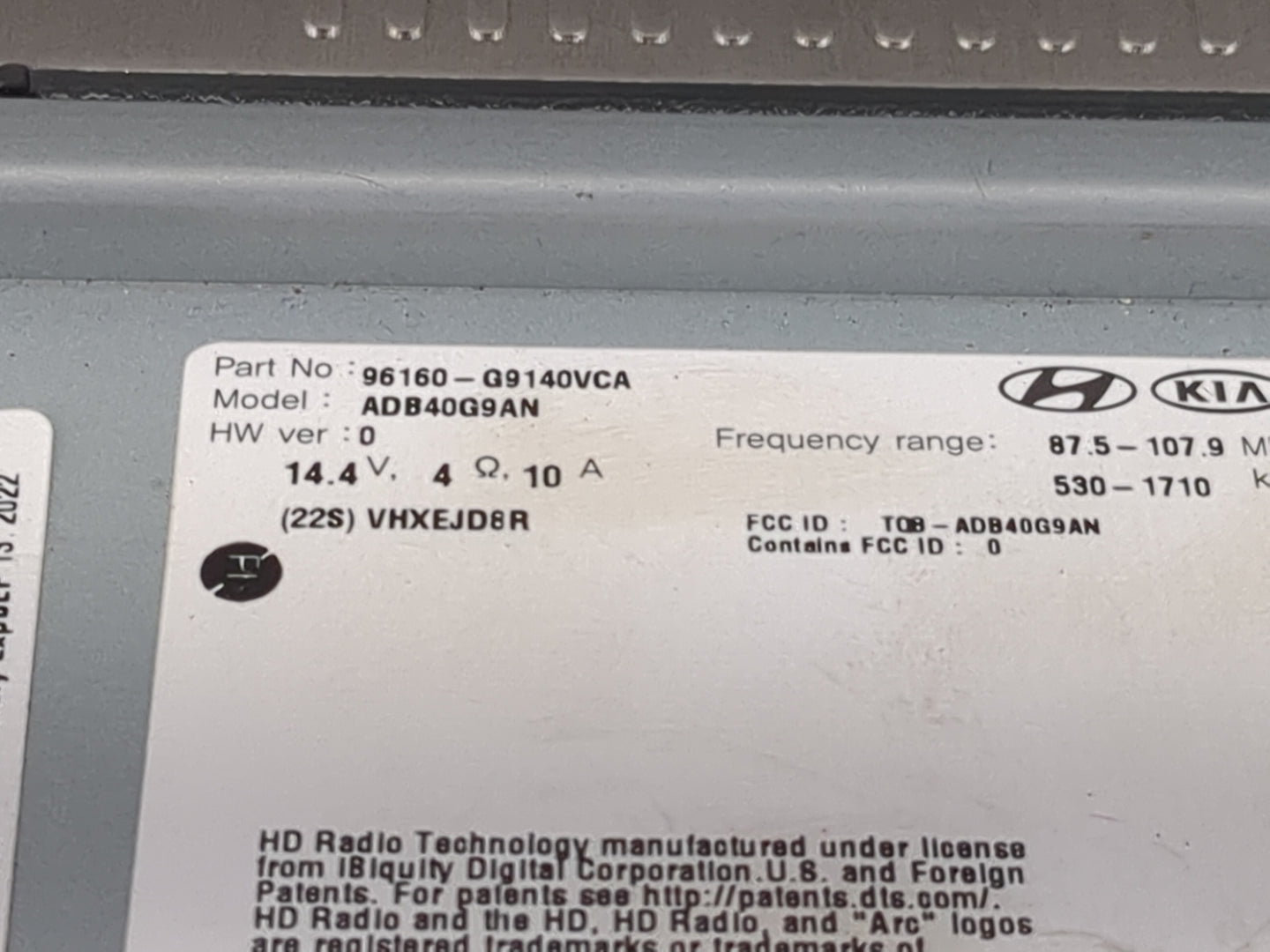 2019-2021 Genesis G70 Radio AM FM Cd Player Receiver Replacement P/N:96160-G9140VCA ADB40G9AN Fits Fits 2019 2020 2021 OEM U