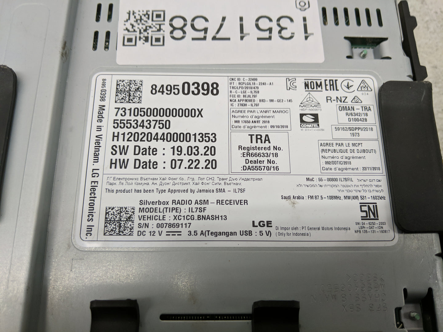 2021-2022 Gmc Acadia Radio AM FM Cd Player Receiver Replacement P/N:84950398 Fits Fits 2021 2022 OEM Used Auto Parts - Oemus