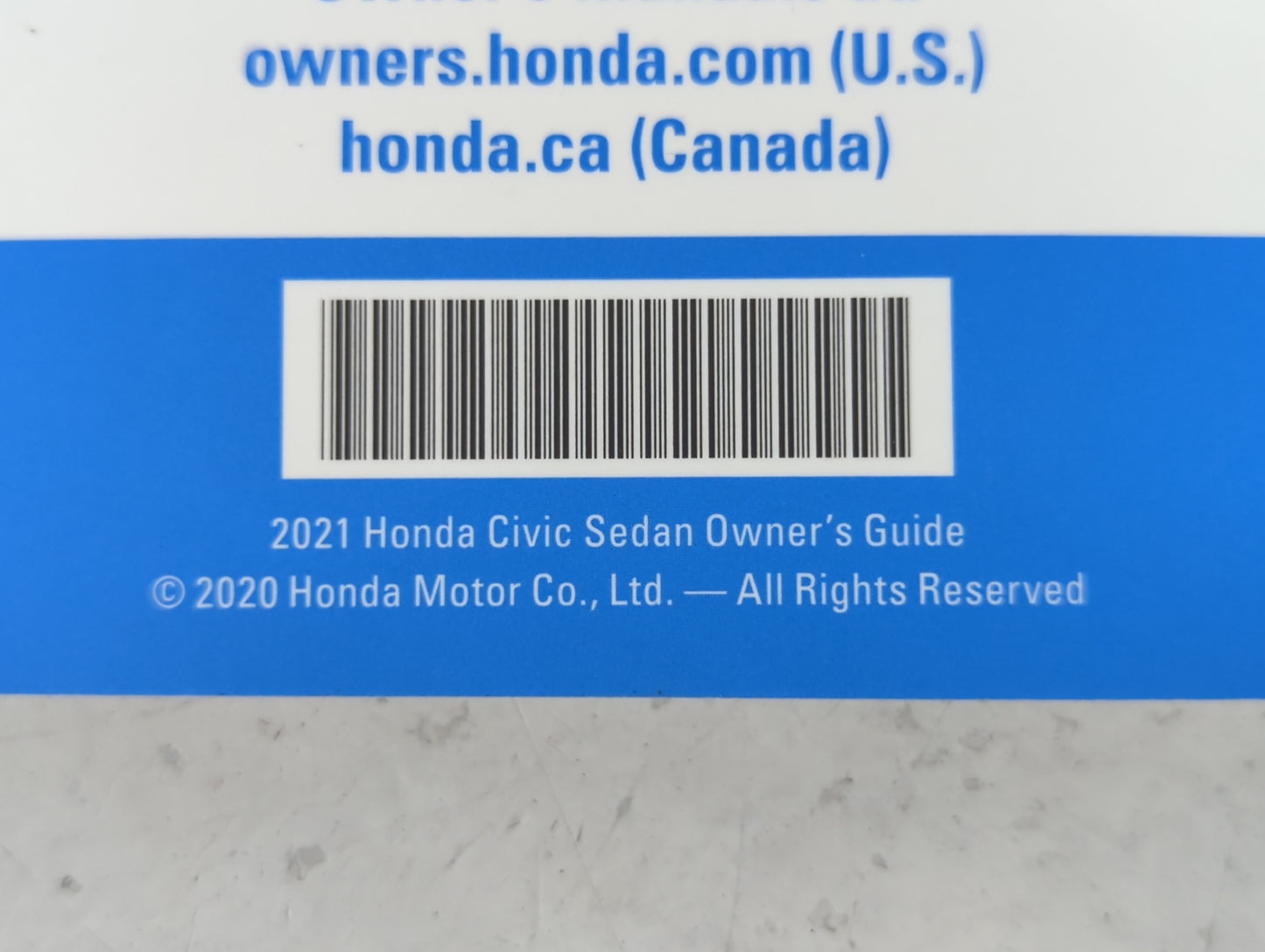 2021 Honda Civic Owners Manual Book Guide P/N:00X31-TBA-G500 OEM Used Auto Parts - Oemusedautoparts1.com
