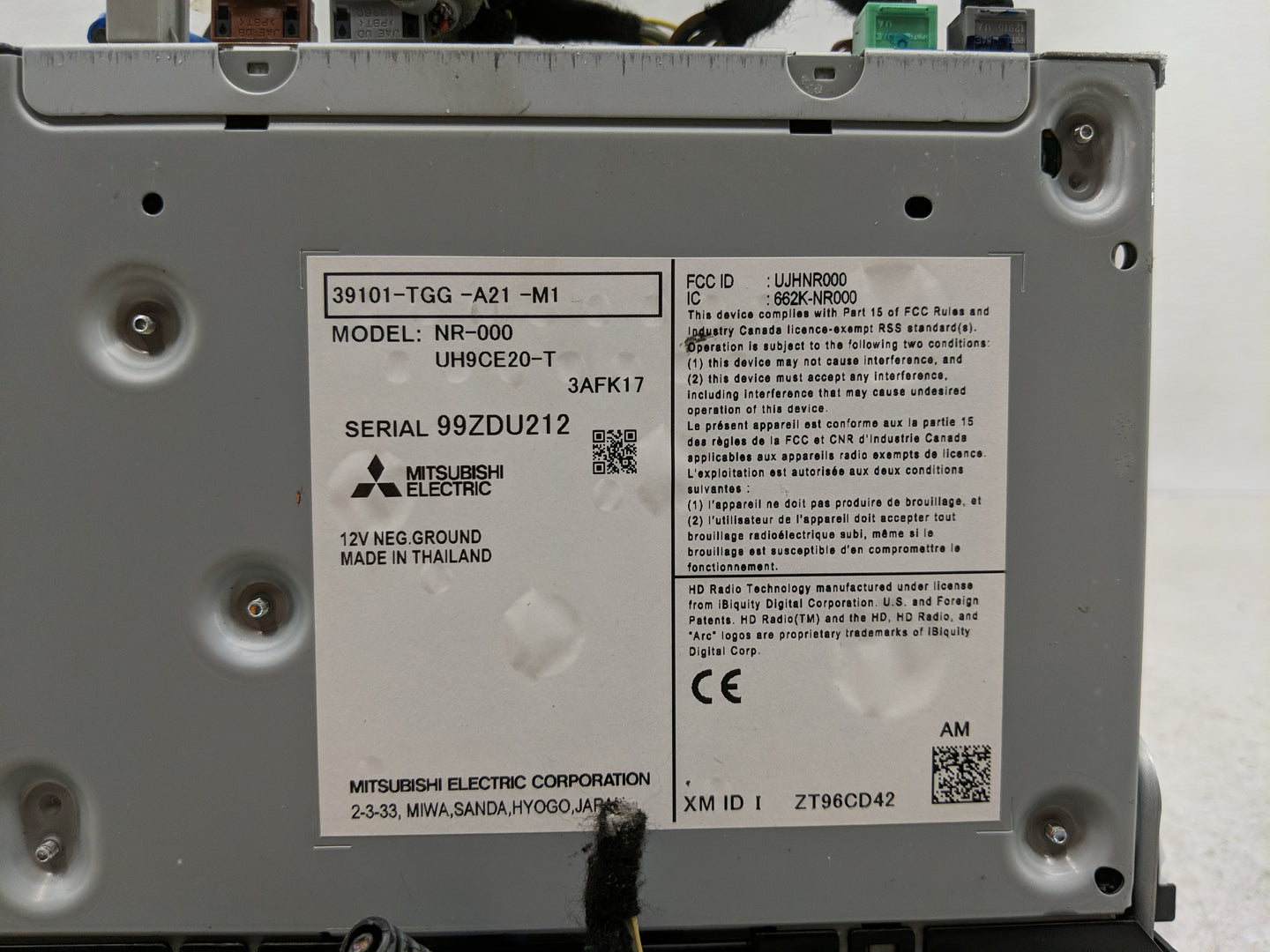 2019-2021 Honda Civic Radio AM FM Cd Player Receiver Replacement P/N:39101-TGG-A21-M1 Fits Fits 2019 2020 2021 OEM Used Auto
