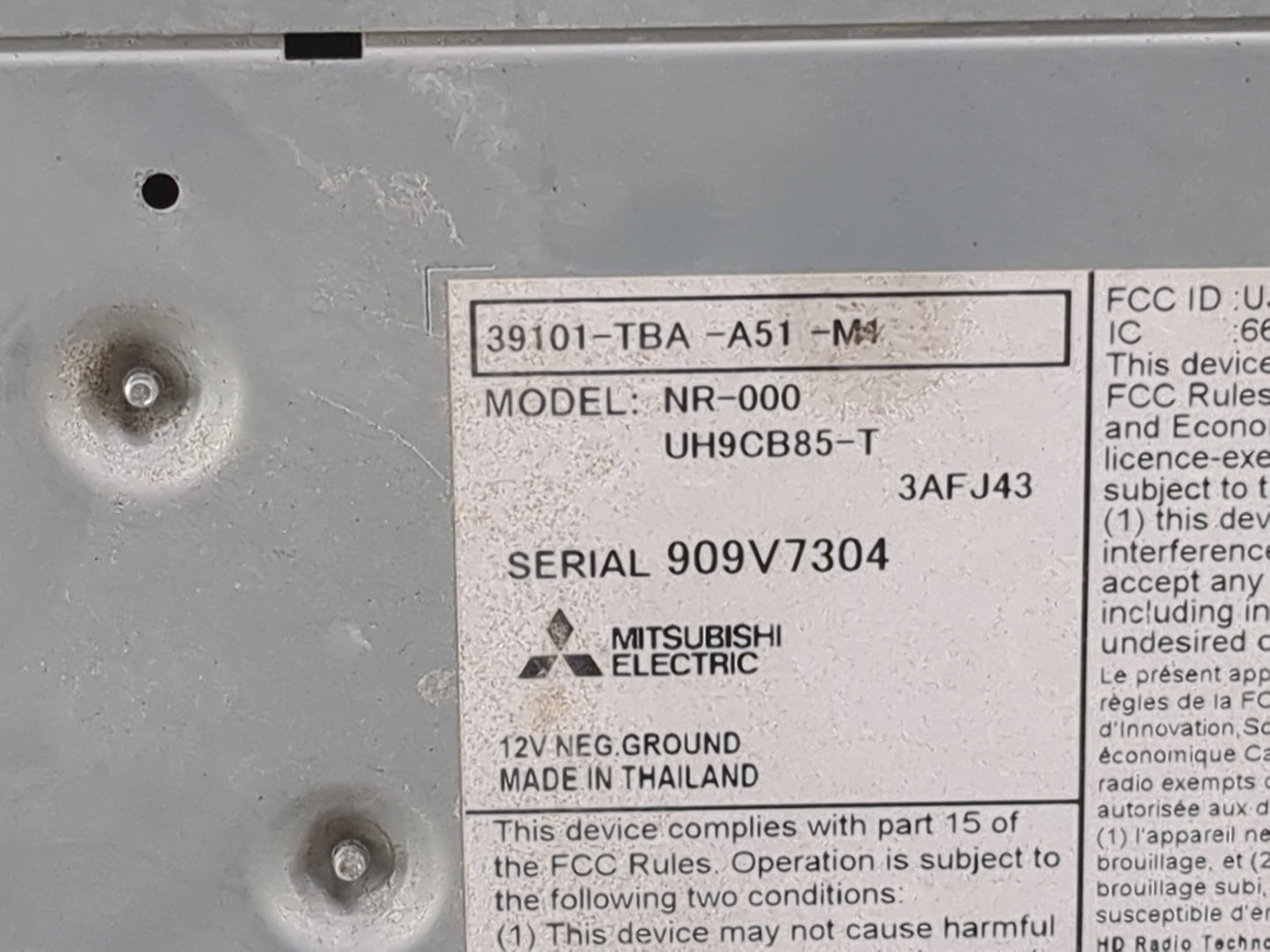 2019-2021 Honda Civic Radio AM FM Cd Player Receiver Replacement P/N:39101-TBA-A51-M1 NR-000, UH9CB85-T Fits Fits 2019 2020 