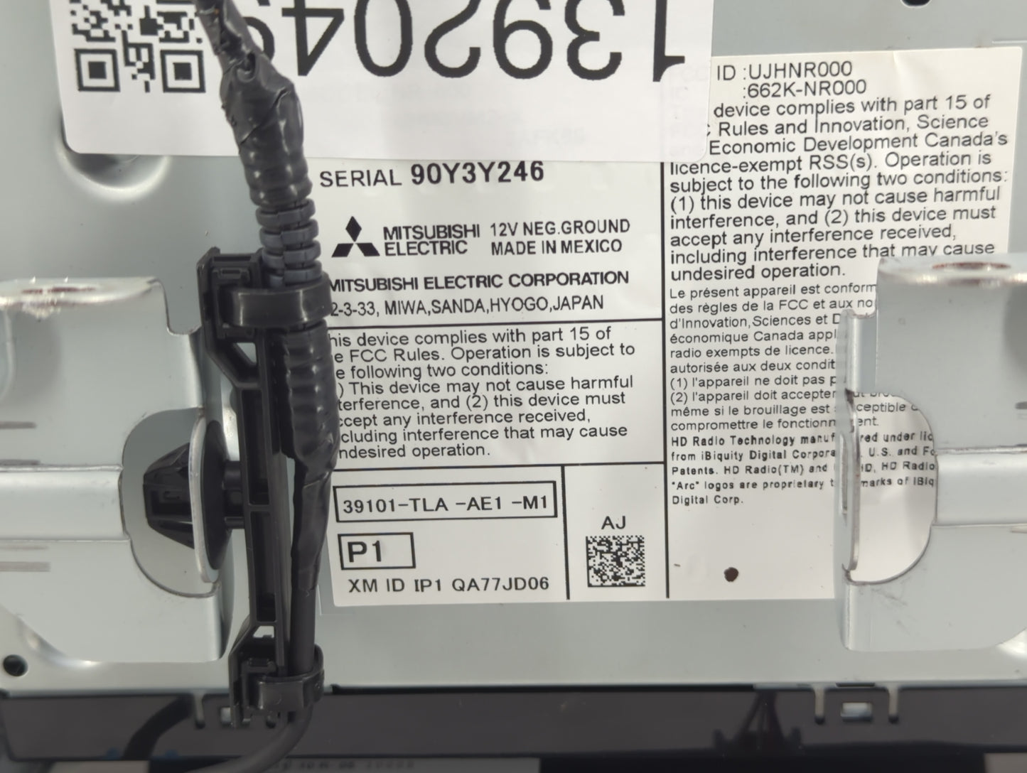 2018-2022 Honda Cr-V Radio AM FM Cd Player Receiver Replacement P/N:39101-TLA-AE1-M1 Fits Fits 2018 2019 2020 2021 2022 OEM 