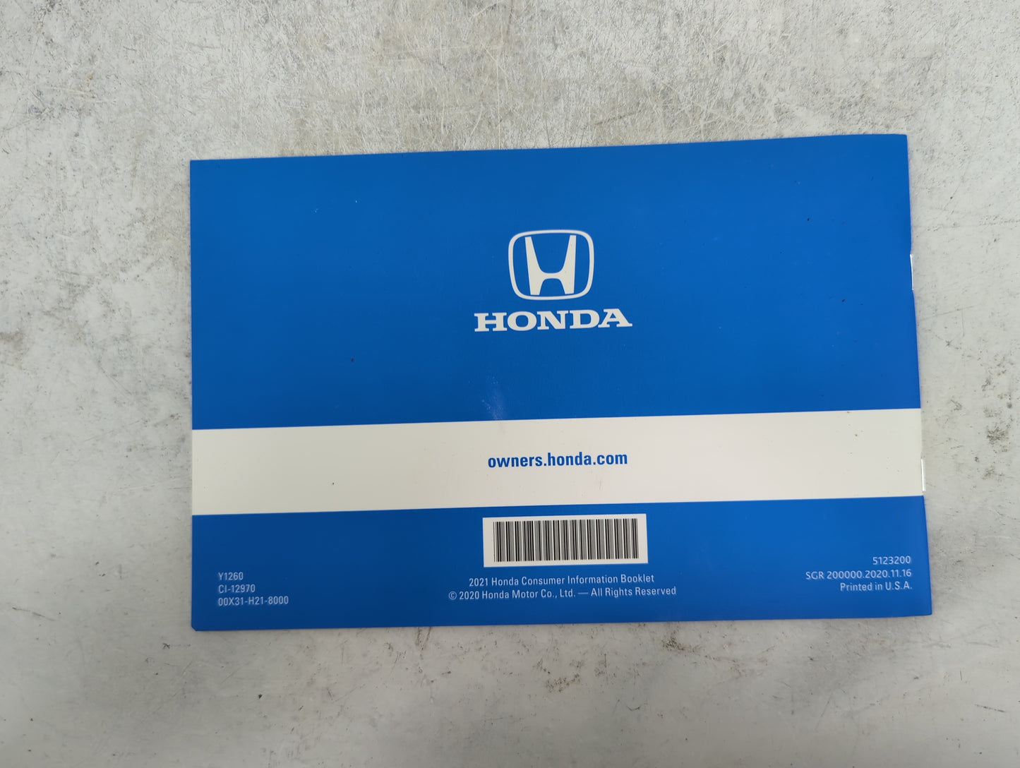 2021 Honda Hr-V Owners Manual Book Guide P/N:31T7AG50 0G-14647, 00X31-T7A-G500, Y1260, CI-12970, 00X31-H21-8000 OEM Used Aut