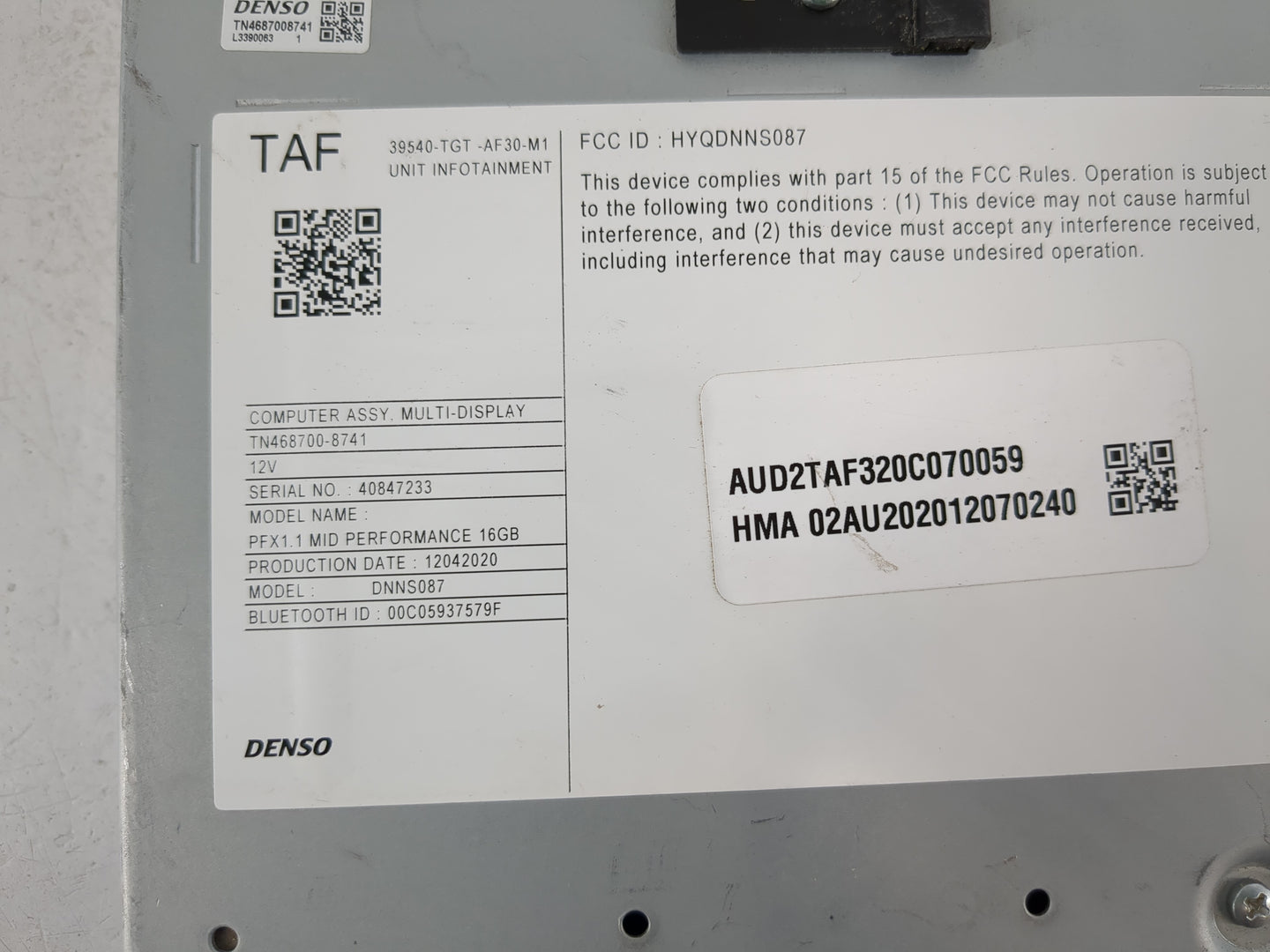 2021 Honda Passport Radio AM FM Cd Player Receiver Replacement P/N:39540-TGT-AF30-M1 Fits OEM Used Auto Parts - Oemusedautop