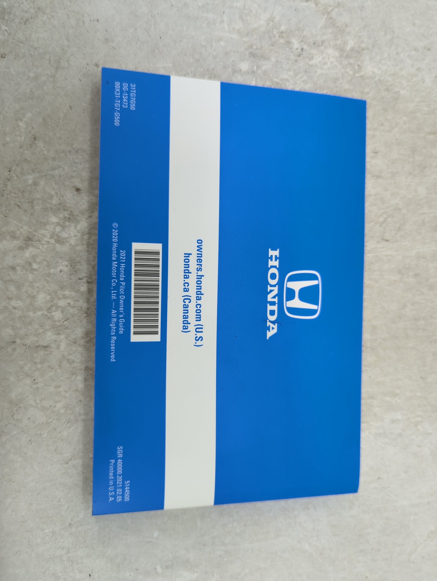 2021 Honda Pilot Owners Manual Book Guide P/N:00X31-TG7-G500 OEM Used Auto Parts - Oemusedautoparts1.com