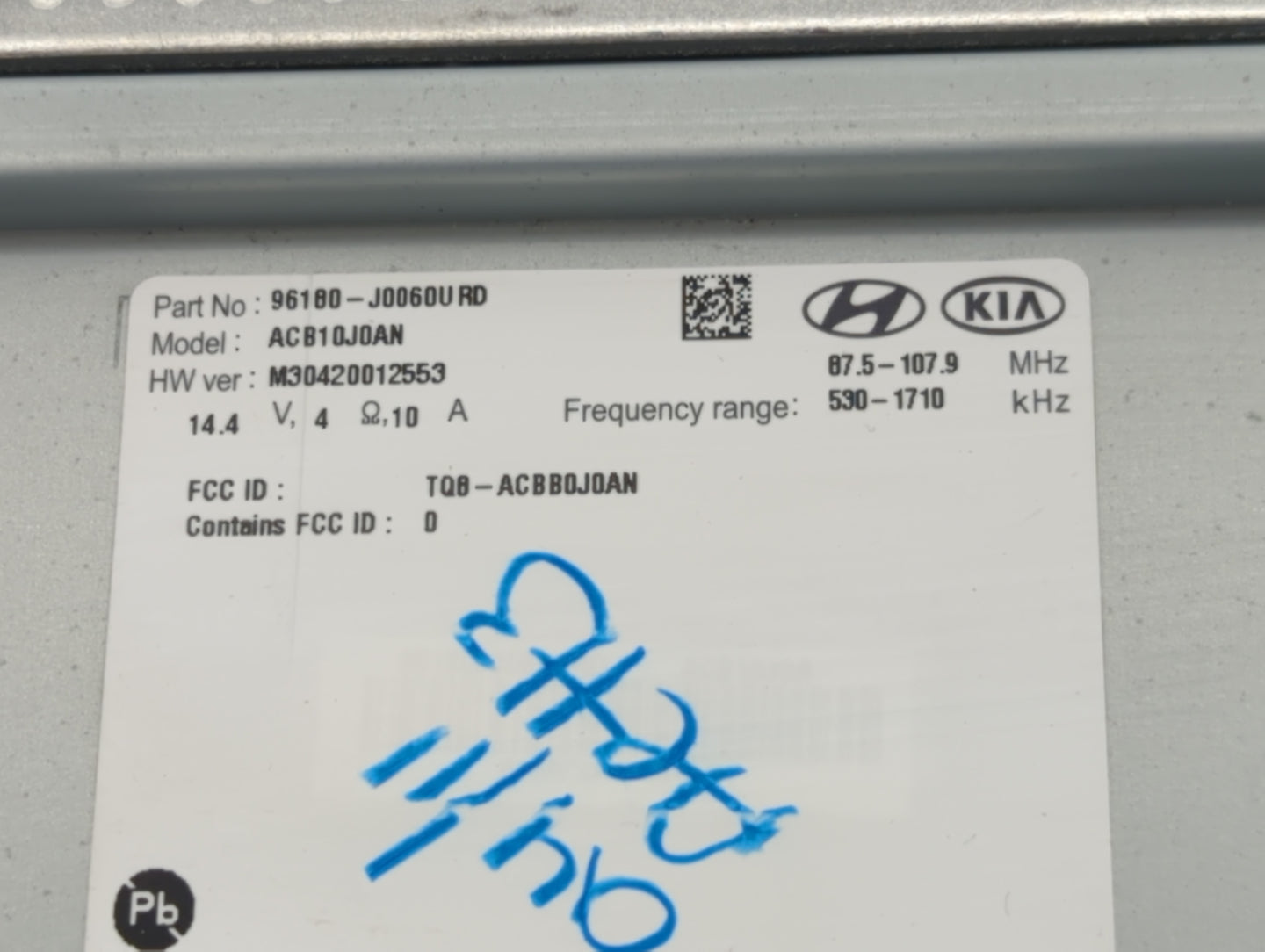 2018-2022 Hyundai Accent Radio AM FM Cd Player Receiver Replacement P/N:96180-J0060URD ACB10J0AN Fits OEM Used Auto Parts - 