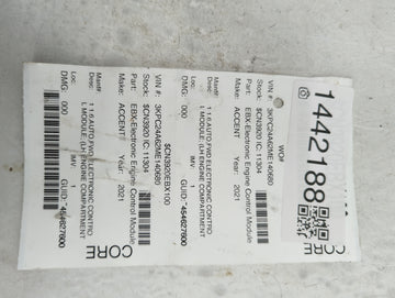 2020-2022 Hyundai Accent PCM Engine Control Computer ECU ECM PCU OEM Fits Fits 2020 2021 2022 OEM Used Auto Parts - Oemuseda