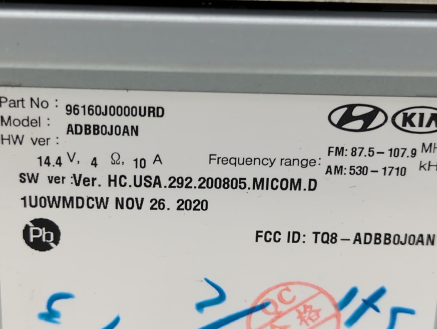 2018-2022 Hyundai Accent Radio AM FM Cd Player Receiver Replacement P/N:96160J0000URD ADBB0J0AN Fits Fits 2018 2019 2020 202