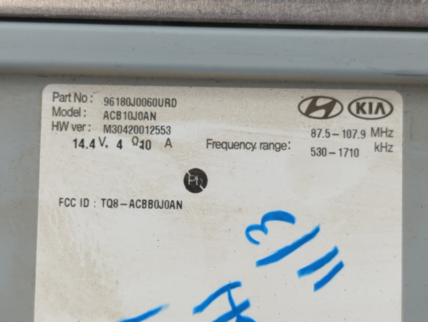 2018-2022 Hyundai Accent Radio AM FM Cd Player Receiver Replacement P/N:96180J0060UR0 Fits Fits 2018 2019 2020 2021 2022 OEM