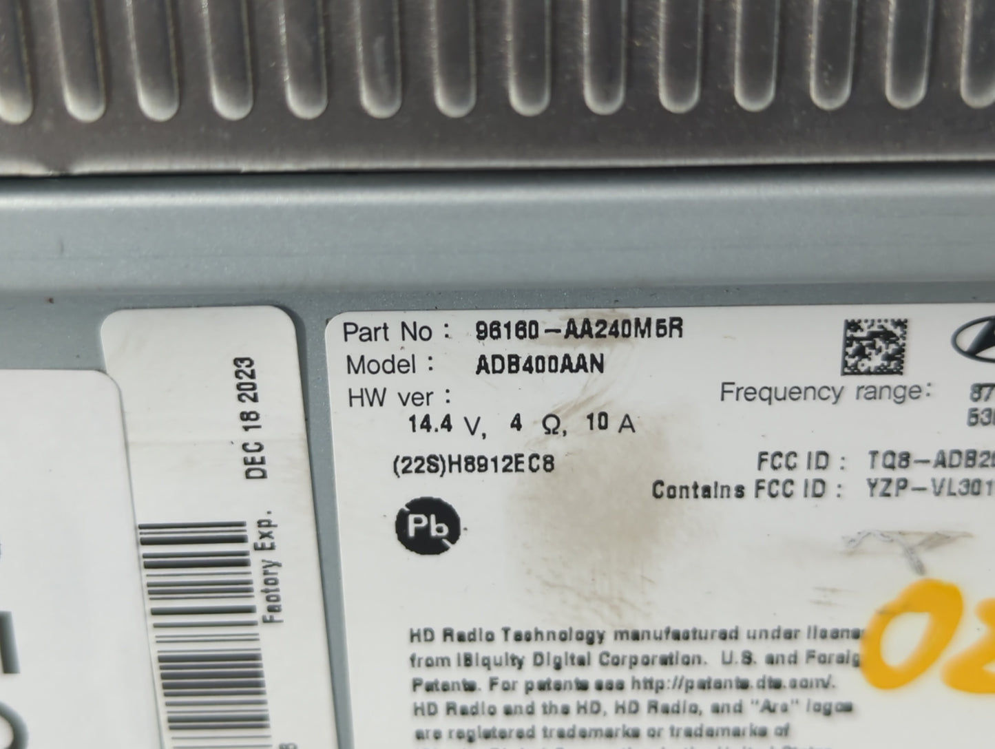 2021-2022 Hyundai Elantra Radio AM FM Cd Player Receiver Replacement P/N:96160-AA240M6R Fits Fits 2021 2022 OEM Used Auto Pa