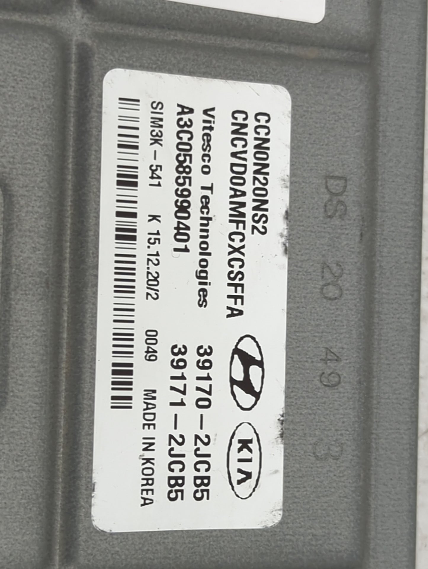 2021 Hyundai Elantra PCM Engine Control Computer ECU ECM PCU OEM P/N:39170-2JCB5 39171-2JCB5, CCN0N20NS2, CNCVD0AMFCXCSFFA F