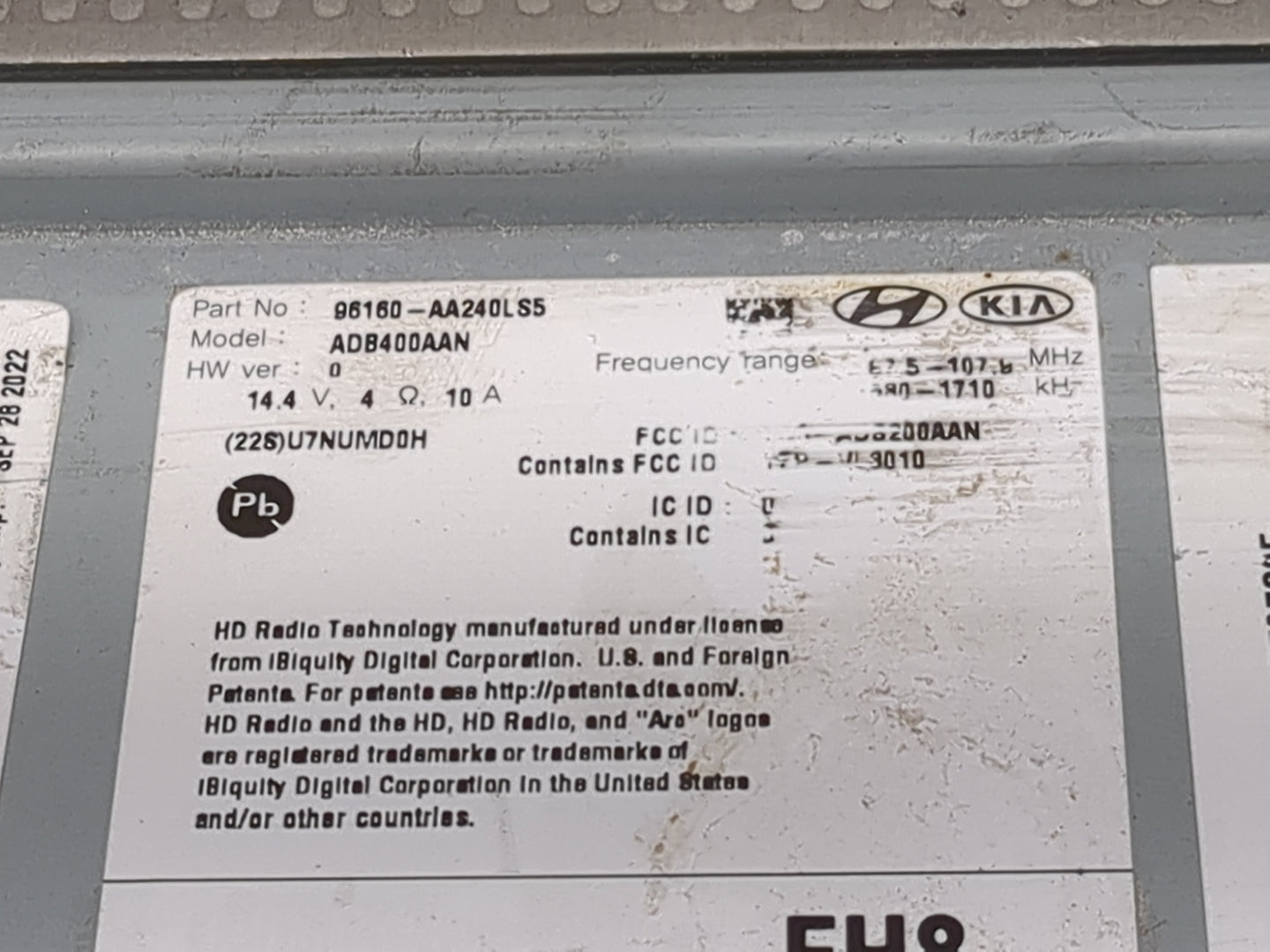 2021-2022 Hyundai Elantra Radio AM FM Cd Player Receiver Replacement P/N:96160-AA240LS5 ADB400AAN Fits Fits 2021 2022 OEM Us