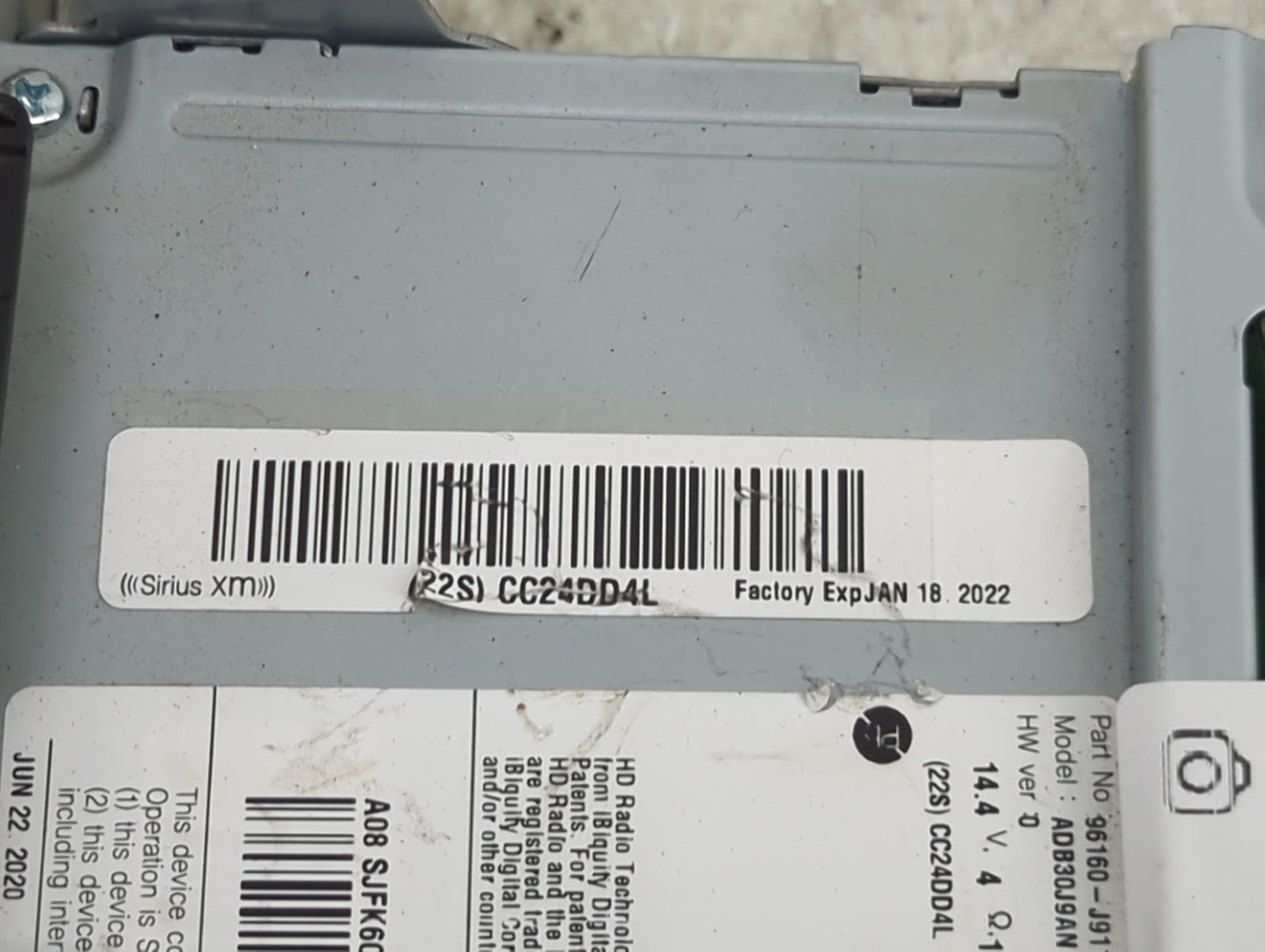 2018-2021 Hyundai Kona Radio AM FM Cd Player Receiver Replacement P/N:96160-J9110 ADB30J9AN Fits Fits 2018 2019 2020 2021 OE