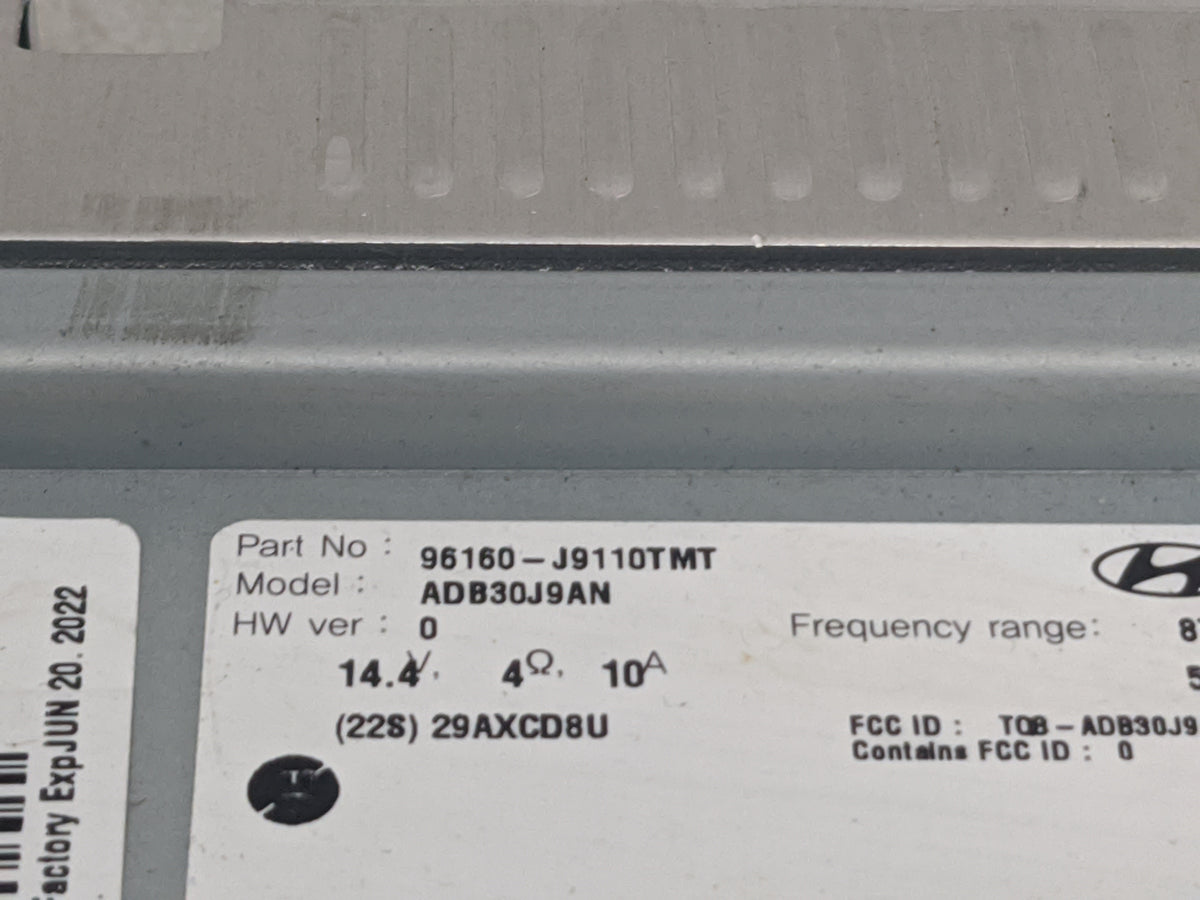 2018-2021 Hyundai Kona Radio AM FM Cd Player Receiver Replacement P/N:96160-J9110TMT ADB30J9AN Fits Fits 2018 2019 2020 2021