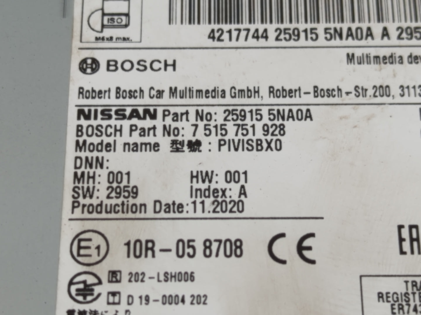 2020 Infiniti Q50 Radio AM FM Cd Player Receiver Replacement P/N:259155NA0A Fits Fits 2019 OEM Used Auto Parts - Oemusedauto