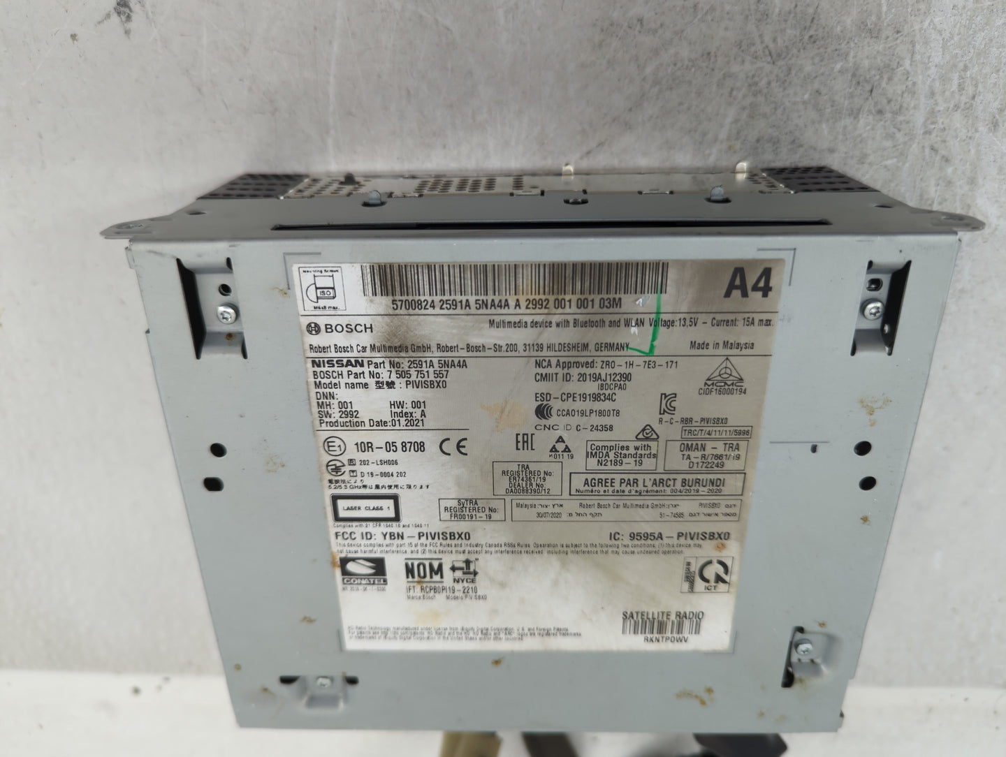 2020 Infiniti Q50 Radio AM FM Cd Player Receiver Replacement P/N:7 505 751 557 2591A 5NA4A Fits Fits 2019 OEM Used Auto Part