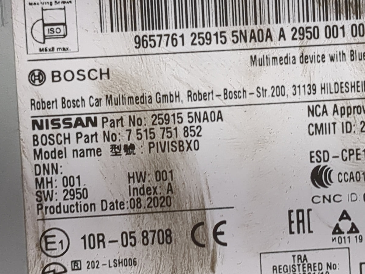2020 Infiniti Q50 Radio AM FM Cd Player Receiver Replacement P/N:25915 5NA0A 7 515 751 852, PIVISBX0 Fits Fits 2019 OEM Used