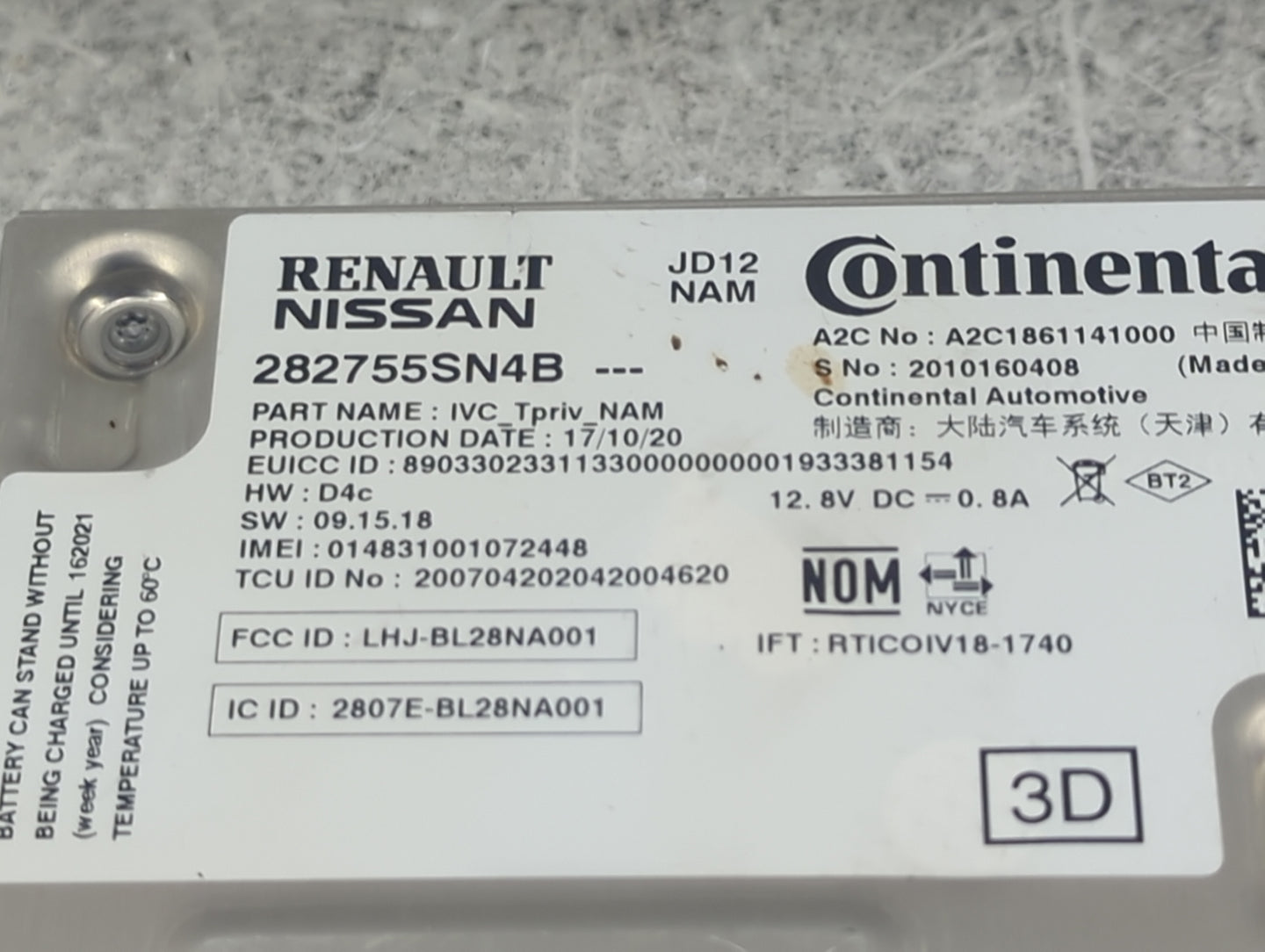 2021 Infiniti Q50 Telematics Control Module 1495010 - Oemusedautoparts1.com