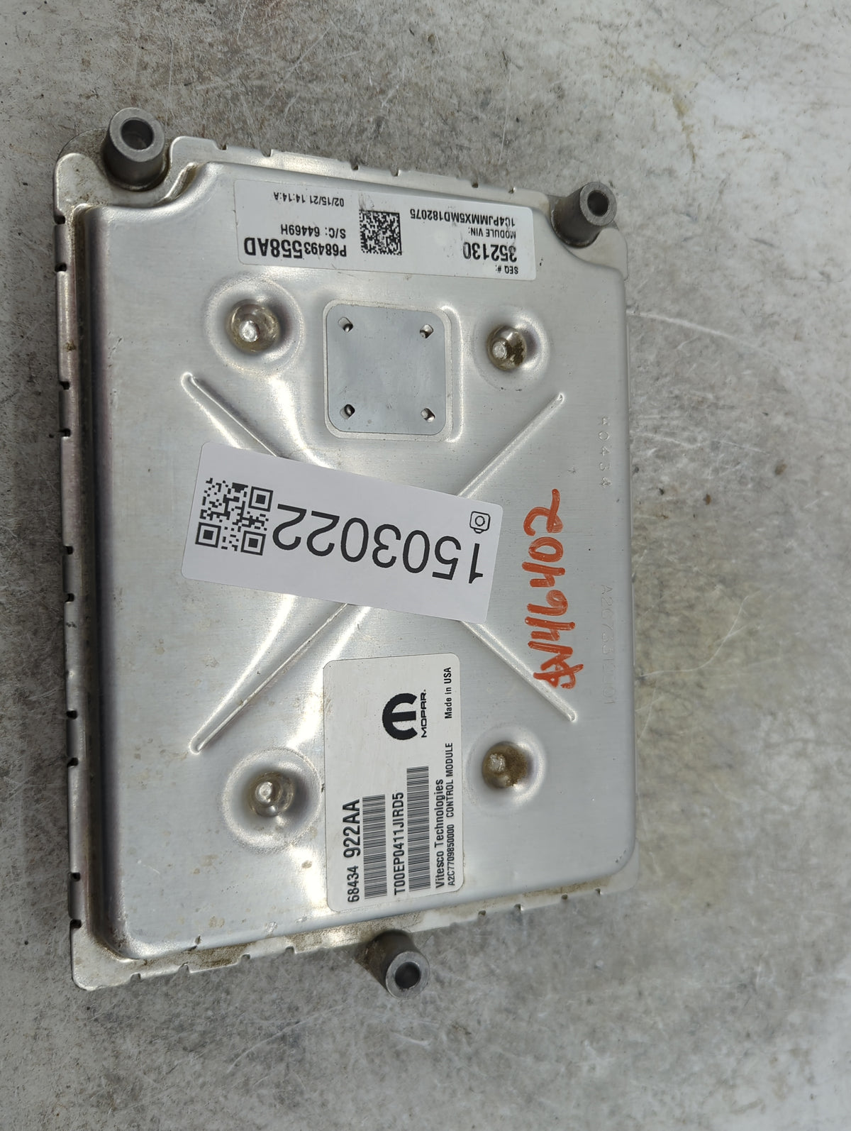 2020-2021 Jeep Cherokee PCM Engine Control Computer ECU ECM PCU OEM P/N:P68493558AD 68434 922AA, A2C73312800 Fits Fits 2020 