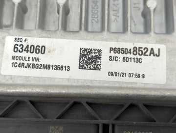 2021-2022 Jeep Grand Cherokee PCM Engine Control Computer ECU ECM PCU OEM P/N:P68504852AJ Fits Fits 2021 2022 OEM Used Auto Parts