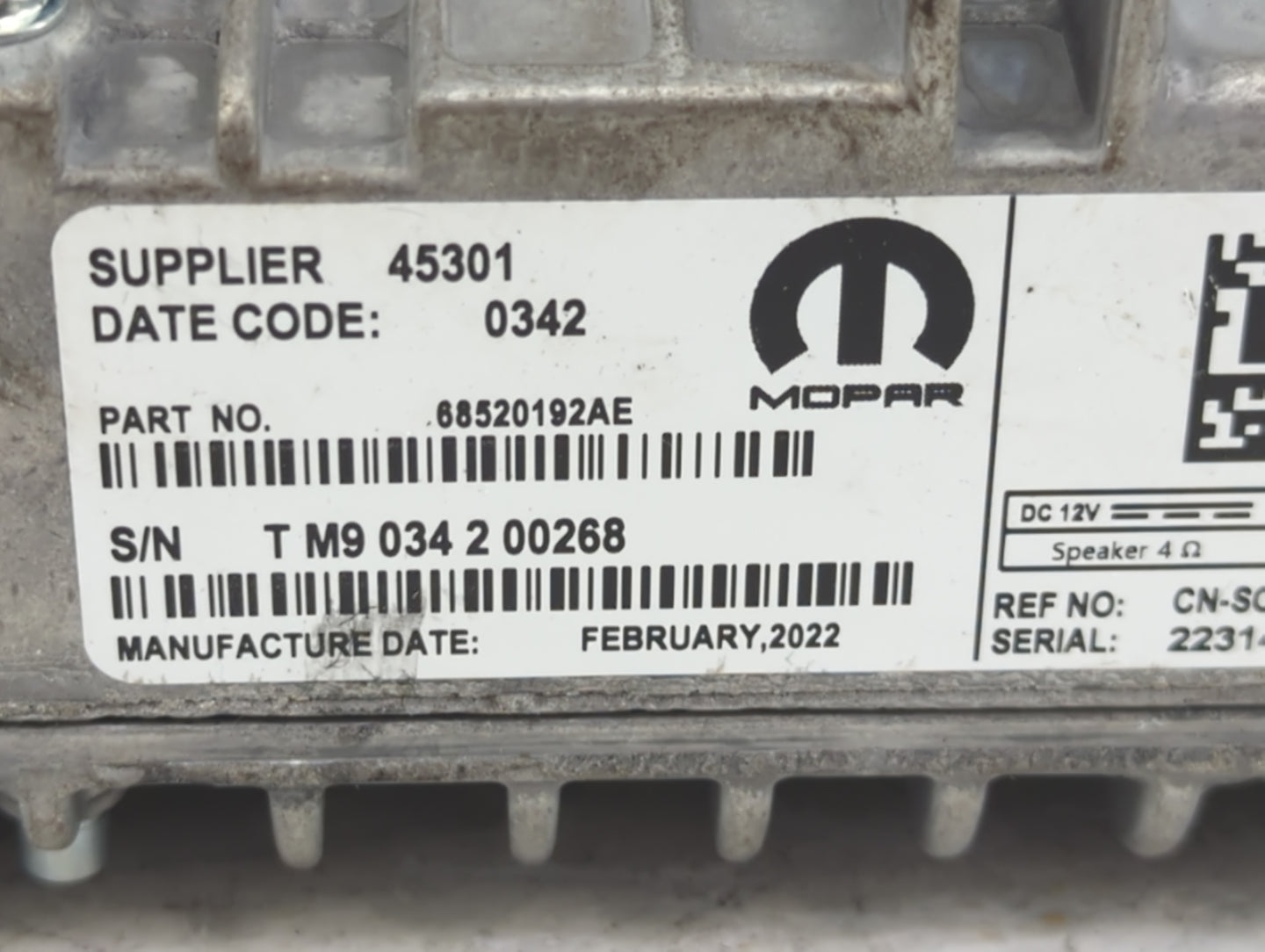 2021-2022 Jeep Grand Cherokee Radio Speaker Amplifier 1468658 - Oemusedautoparts1.com