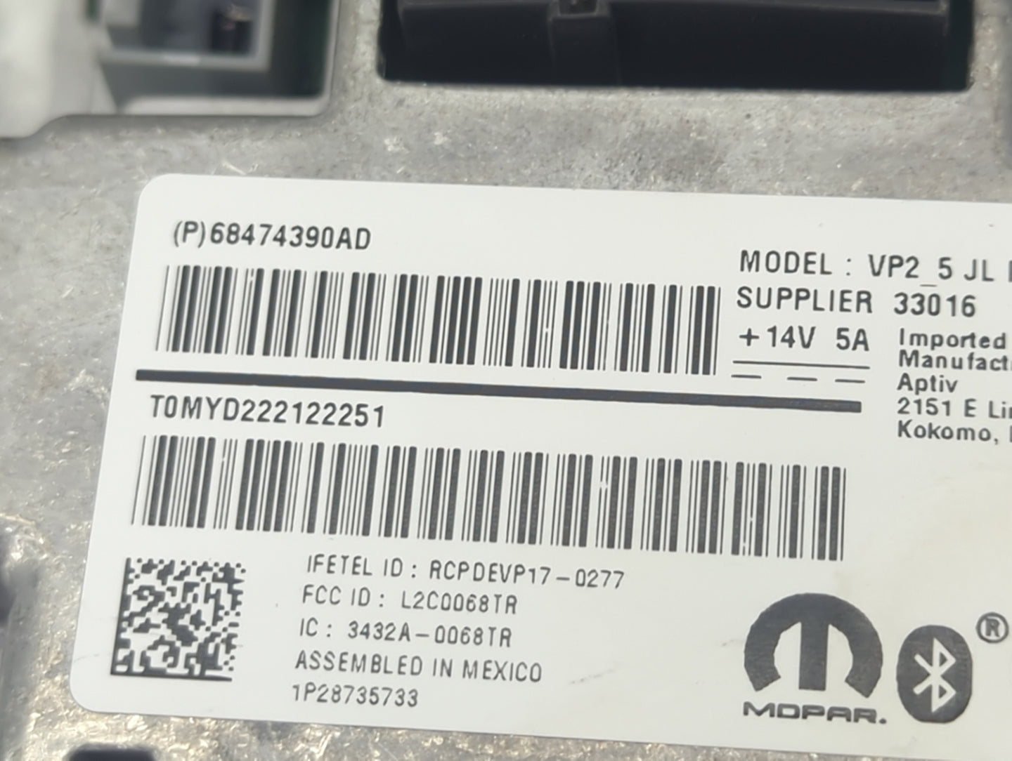 2021 Jeep Wrangler Radio AM FM Cd Player Receiver Replacement P/N:68474390AD L2C0068TR, 3432A-0068TR Fits OEM Used Auto Part